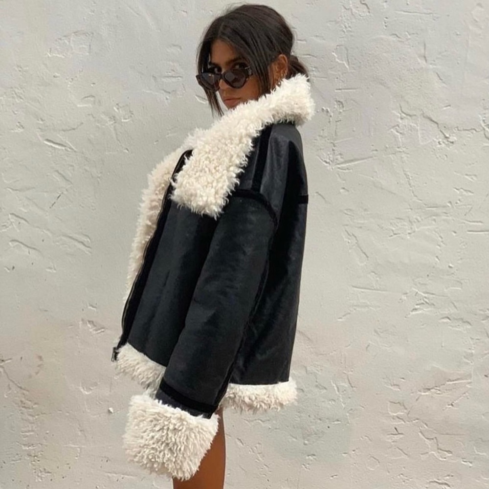 Lioness Black and White Teddy Jacket